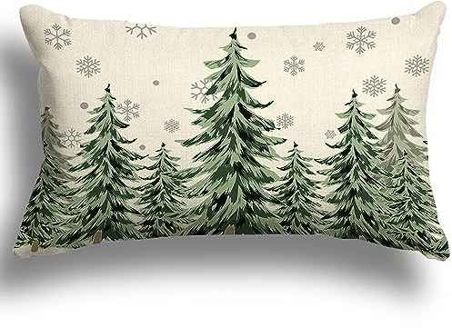 ZWJD Kissenbezug Weihnachten 30x50 1er Set Kissenbezüge Dekokissen Leinen Kissenhüllen für Deko Weihnachten Sofa Schlafzimmer Couch Kissenbezug 30x50 cm