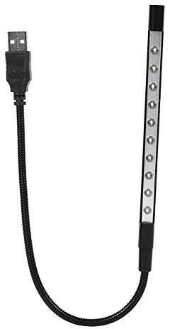 VIFERR Clavier USB et Lampe de Lecture, 10 Mini Lumières LED Col de Cygne Flexibles pour Ordinateur Portable Alimentées Par USB Portables pour Bureaux Livres Chevets Claviers Plans de Travail, Noir