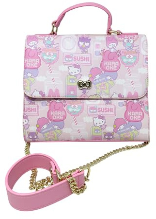 Loungefly Sanrio Hello Kitty Kawaii Allover-Print Crossbody Satchel Handtasche Geldbörse, Pink, Medium
