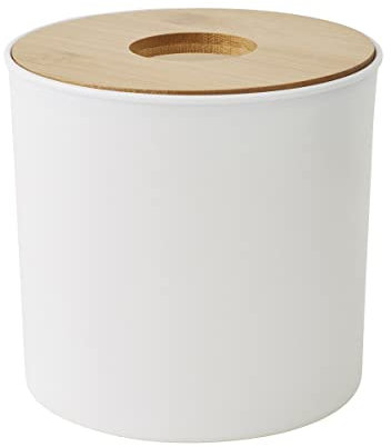 LEVASSEUR Poubelle à Coton Couvercle Bambou 1.5L