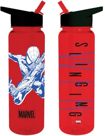 Spider-Man - Botella de agua de plástico de 700 ml (diseño de eslinga), botella de agua para niñas, botella de agua para niños, botella de agua para niños, producto oficial