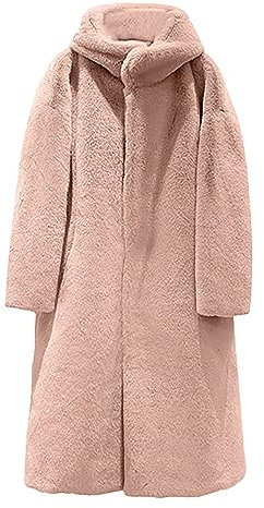 AACH Damen Jacke Winterparka Lang Einfarbig Mantel Kunstfell Hooded Overcoat Kunstfell Mantel Modisch Elegant Plüschmantel Winter Dicker Lässig Pelzmantel Verdickte tages deal