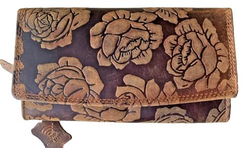 Leather Fox Damen Geldbörse mit naturbelassenes Büffelleder,Frauen Portemonnaie