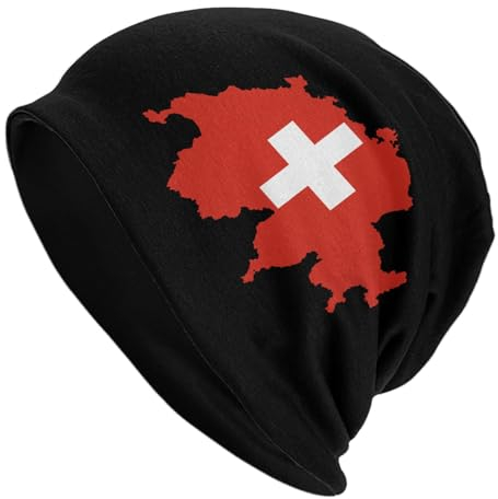 501 Damen Herren Beanie Mütze Schweiz-Flaggenkarte Sportmütze Klassische Kopf Wraps Weich Strickmütze Für Outdoor Winter Adult