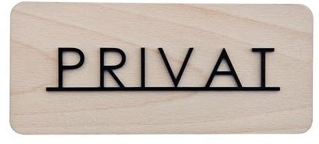 Smile BB - Schild Privat aus Holz und schwarzem Plexiglas, Türschild 19,5 x 8,5 cm, mit Wand-/Türklebestreifen