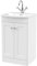 nuie CLC123J Classique Traditional Bathroom Floor Standing 2 Soft Close Door Vanity Unit and Curved Basin, 500mm, Satin White