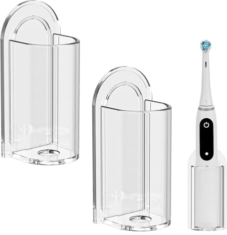 Linkidea Wandhalterung für elektrische Zahnbürstenhalter, Acryl, selbstklebende Zahnbürsten-Organizer, kompatibel mit Oral-B iO Serie, Philip Sonicare ProtectiveClean (transparent)