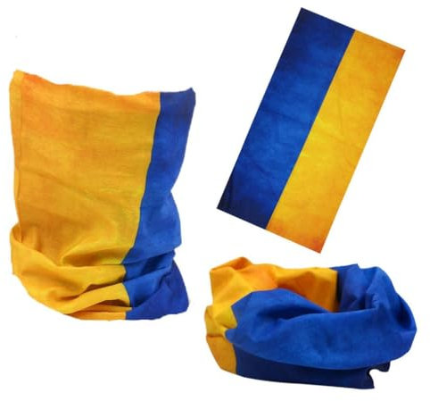 3 ukrainische Flaggen, Halstuch, Sturmhaube, Gesichtsmaske, multifunktionale Rad- und Wandermaske, schweißabsorbierend, sonnenblockierend, atmungsaktives Kopftuch, Ukrainische Flagge, Einheitsgröße