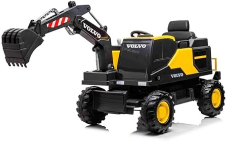 Indalchess Pelle Volvo 12 pour enfants, jaune, entièrement électrique pour fonctionner, RC Parental