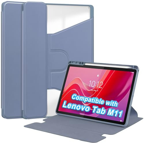 A-BEAUTY Funda Compatible con Lenovo Tab M11 Tablet de 11 Pulgadas TB330FU 2024 con Soporte Bolígrafos, Soporte Giratorio 360 Grados Función Reposo/Activación Automática, Morado Lavanda