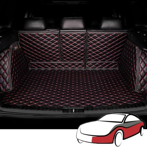 EntièRement Entouré Tapis De Coffre Voiture pour Hyundai Tucson 2019-2023 2024 2025, Cuir AntidéRapant ImperméAble à Protection Couverture,Black+Red