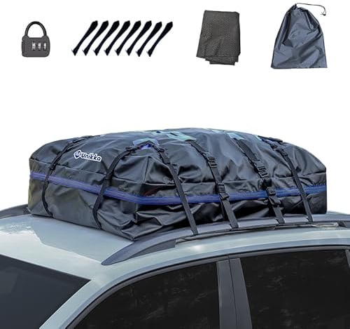 Unikka Rooftop Storage Bag, for Vehicles with/Without Pannier Rack, Foldable Waterproof Roof Bag,Mat for Car with/Without Railing for Travel and Luggage Transport(403L)