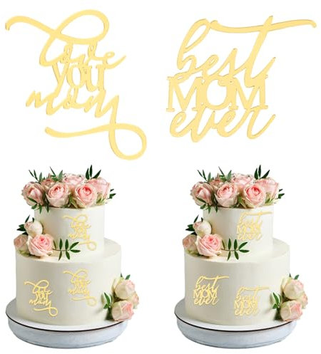 URROMA Golden Best Mom Muttertags-Kuchenaufsatz aus Acryl, 20 St點k, Happy Mother's Day, Cupcake-Topper, Mutter-Schriftart, Kuchendekoration f黵 Party, B鋍kerei, DIY Handwerk