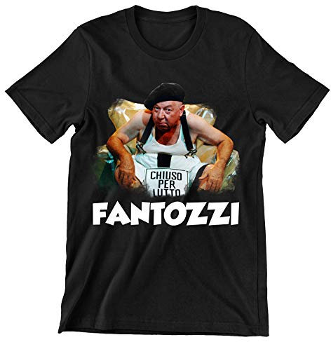 Incidiamo T-Shirt Uomo Film Cult Ugo Ugo Ugo - Chiuso per lutto - Film Cult Italiani - Maglietta Manica Corta Nera Taglia L