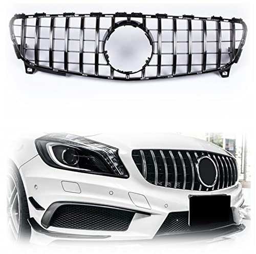 VIDOJI Kühlergrill Für Benz Facelift W176 A-Klasse 2016-2018 A250 A200 A45 GT R Stil Auto Silber Obere Stoßstange Haube Mesh Grill