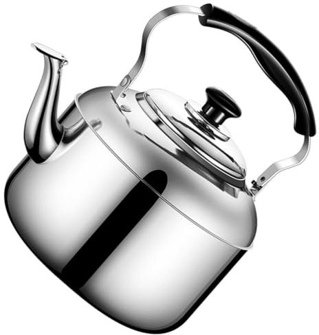 Amosfun Whistling Tea Kettle Stovetop: Stainless Steel Water Boiler Flat Bottom Teapot with Ergonomic Handle Coffee Kettle for Home Kitchen Picnic Induction Stove Gas Stove Top
