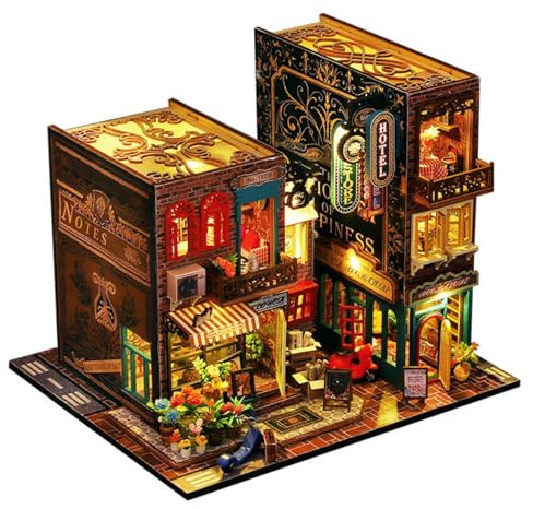 Kit fai da te per casa delle bambole in miniatura, con vista di diorama, con LED, idea regalo per adulti