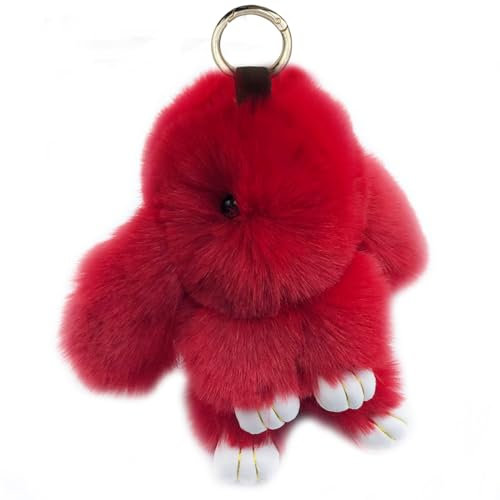 Xsclpomddy Süße Groß. Plüsch Hase Schlüsselanhänger Plüsch-Häschen 7in Schlüsselanhänger Pom Poms Taschenanhänger Handtasche Autoschlüssel Dekoration,red