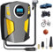 PQETBV Gonfleur Pneus Voiture Numérique Portable, 12 V Pompe à Air électrique Rapide, Gonfleur Pneus Voiture avec Affichage Digital et Lumière LED, pour Voiture, Vélo, Moto, Ballon(Jaune)