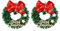 Koboko Miniatur Weihnachtskranz, 2 Stück 6 cm Mini Weihnachtsschmuck Kranz, Puppenhaus Miniatur Weihnachtskränze mit Glocken und Bowknot, Weihnachten Kranz für Puppenhaus Weihnachten Dekoration