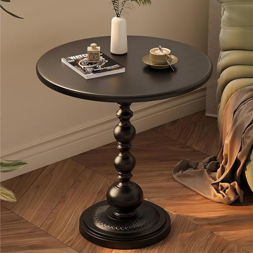 SAJMN Mesa Auxiliar Redonda de Martini, Mesa de Centro de Hierro Forjado, Mesa para Beber con Base ponderada, mesita de Noche Moderna, para Sala de Estar y Dormitorio con Espacios pequeños (Color: