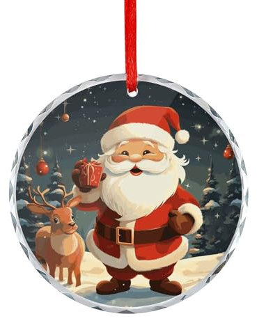 Weihnachtsmann-Weihnachtsdekoration, rund, Glas, personalisierte Ornamente mit Loch, Weihnachtsanhänger für Zuhause, Dekoration, Winter, Weihnachten, hängende Ornamente, Dekoration, Handwerk,