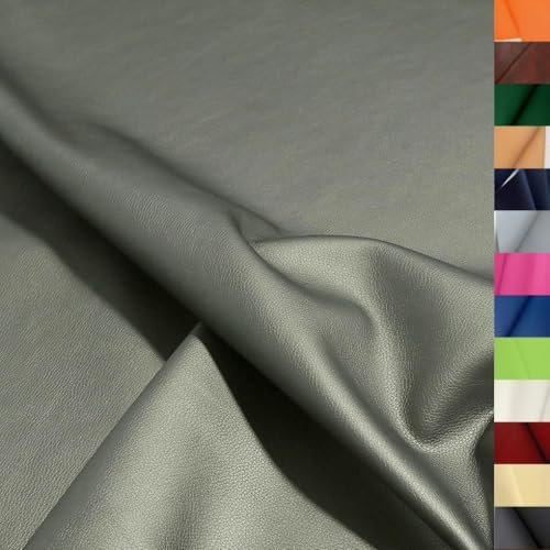 TOLKO 1m Kunstleder Meterware | weiches Premium Lederimitat für Stuhl Bank Sessel Sofa Sitzbezug Bezugstoff in Rindsleder Optik 140cm breit Polsterstoff Polsterbezug Möbelstoff (Antik Grau)