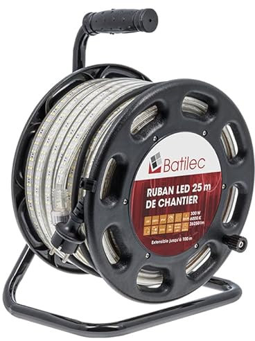 BATILEC - Enrouleur Ruban LED de Chantier 25mètres– Puissant, Robuste et Pratique