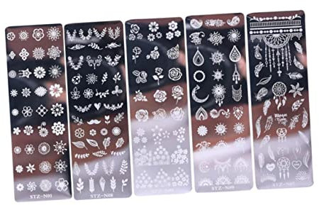 Beaupretty 5st Nagelprägeplatten Blumendekorationen Klarer Nagellack Nailart-zubehör Durchsichtiger Gel-nagellack Gel-nägel-kit Nagelstempelplatten Floral Transparenter Nagellack