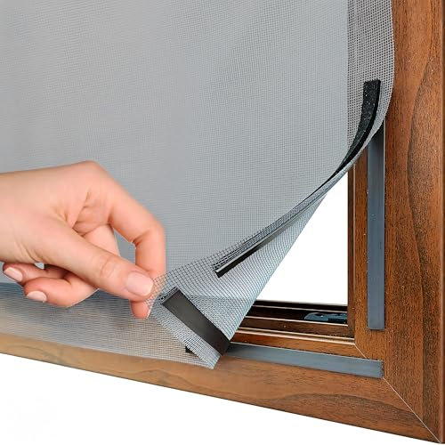 Zanzariera Magnetica Finestra, Innovativo Fissaggio con Magneti Facile e Veloce - Made in Italy, Rete in Vetroresina Resistente e Ritagliabile su Misura (130x150 CM)