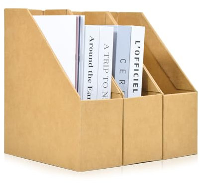 Marte Vanci Magazine File Holder Cardboard A4 Document File Folder Organiser Foldable Storage Rack for Office Home School Desk Shelf Paperwork Stationery Book Organisation
