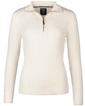 Rydale Ladies Quarter Zip Cable Knit Jumper Womens Chunky Knitted Sweater Long Sleeve Pullover Half Zip V Neck Jumpers