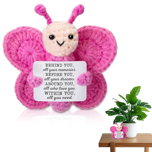 SPERMUOY Glücksbringer Kuscheltier Schmetterling,Emotional Support mutmacher Geschenk,Pocket Hug Kuscheltier Schmetterling für Abschluss, Geburtstag, Weihnachten, Valentinstag, Muttertag