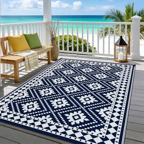 Enyhom Teppich Outdoor Wetterfest Plastik Recyceltem Outdoor Außenteppich (240 x 300 cm)