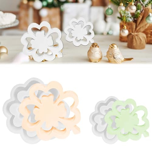 2PCS Silikonformen Gießformen Kleeblatt Vierblättrig TREABEAR, Gießformen Silikon Frühling, Silikonform Kerzenhalter Kleeblatt Silikonform Ostern, silikonformen gießformen Glück, silikonform Frühling