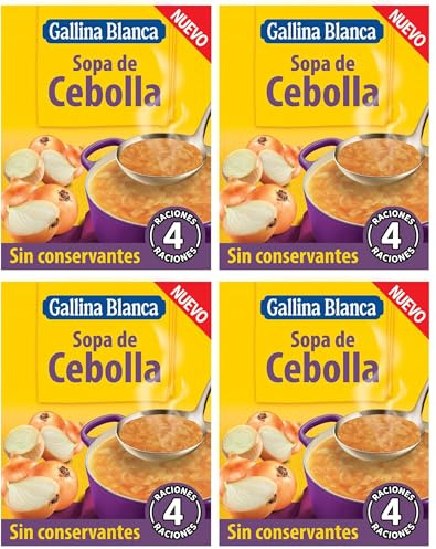 Gallina Blanca – Sopa de Cebolla, Sin Conservantes, 4 raciones, 48g (Paquete de 4)