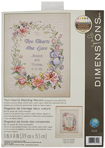 Dimensions Kreuzstich-Set (inkl. Vorlage, Nadel und Anleitung), Two Hearts Wedding