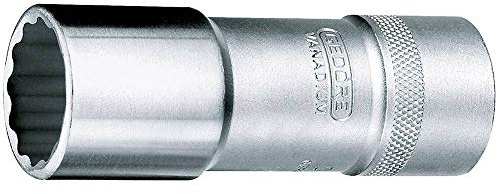 GEDORE Steckschlüsseleinsatz, lange Ausführung, Nuss, 1/2'' 12,5 mm Antrieb, UD-Profil, 32 mm Weite, Werkzeug, D 19 L 32, Stahl verchromt