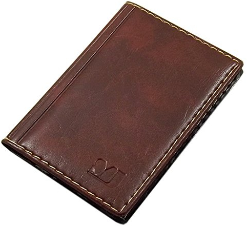 myledershop Porte de Cartes de crédit 12 Compartiments MJ-Design-Germany Made in UE en différentes Couleurs et Designs (Désign 1 / Marron)
