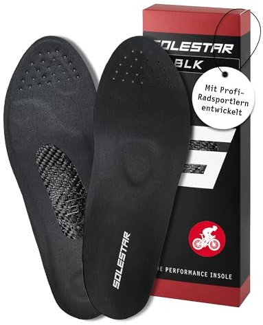 Solestar BLK Einlegesohlen Profi Radschuhe Gr. 45 - Unisex Schuheinlagen zur Beseitigung von Beschwerden & Leistungssteigerung - Höchster Komfort