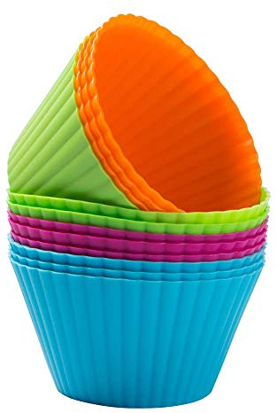 Webake Muffinform Silikon Groß Muffinförmchen 9cm 12 Stück Wiederverwendbare Cupcake Formen Silikonform Backformen Muffin Förmchen Cupcakeförmchen Backförmchen für Bronnies Kuchen Pudding