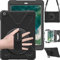 BRAECN Hülle für iPad Air 1 Generation 9.7 mit 360 Grad Drehbarem Ständer, Verstellbarer Handgurt/Schultergurt, Stoßfeste Robuste Tragbare Schutzhülle für iPad Air 2013(A1474/A1475/A1476) - Schwarz