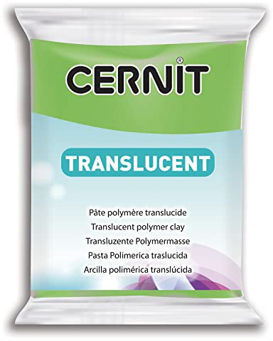 CERNIT CE0920056605C - Un Pain de Pâte Polymère Translucide - Pâte à Modeler à Cuire - Couleur vert citron - Bloc de 56 g