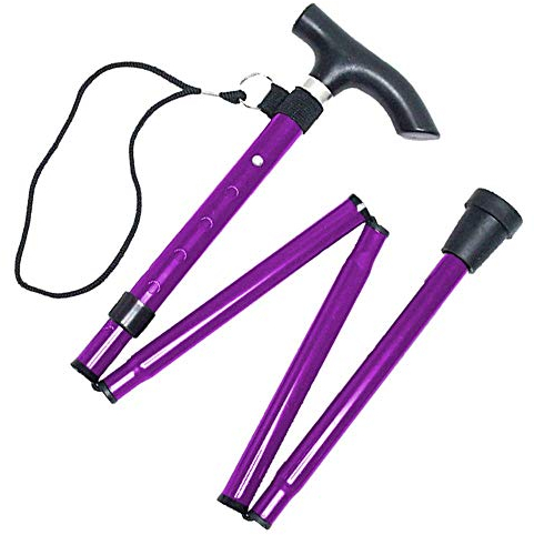 Life Healthcare Walking Stick for Women and Men, for Elderly Or Disabled, Folding Adjustable Height, Right Or Left Handed, Non-Slip Rubber Tip, Wrist Strap, Lightweight (Purple)