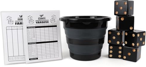 Grown Man Games Yard Dice - Yardzee - Yard Farkle/Yardkle - Large Lawn Dice - Giant Wooden Dice Lawn Game - Indoor/Outdoor Game for Adults