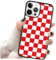 Vanqiang Checkerboard Phone Case Compatible with iPhone XR Hard Back Cover Soft Edge Grid Lattice Plaid Tartan Damier Chessboard Checker Flag (Compatible with iPhone XR, Red White)