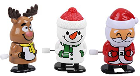 Amosfun 3 Stücke Aufziehspielzeug Weihnachtsmann Figur Aufziehfigur Wackelfiguren Weihnachten Deko Figuren Rentier Schneemann Dekofigur Baby Kinder