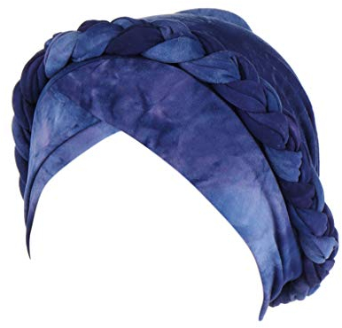 Lazzboy Store Kopftuch Chemo Krebs Zopf Turban Cap Ethno Bohemian Twisted Hair Cover Wrap Kopfbedeckung Frauen Indien Muslim Elastic Hut (Blau)