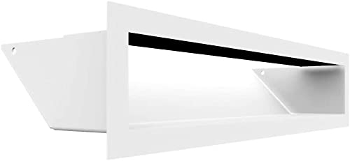 Rejilla de ventilación KRATKI Air | Rejilla de Aire Caliente 9 x 40 cm | Blanco | Rejilla de Escape para ventilación de chimeneas | Entrada de Aire en un ángulo de 45 Grados