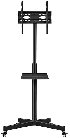 Yaheetech Mobile TV Stand on Wheels for 23-60 inch Plasma/LCD/LED Screen, Height Adjustable Rolling TV Trolley with Bracket and Tray Holds 25kg, Portable TV Stand Max.VESA 400x400mm